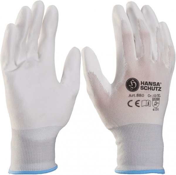 HansaTec 880 Nylon protective gloves with PU coating