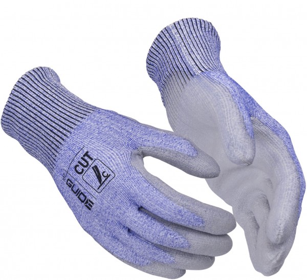 Guide 300 cut protection gloves with PU coating grey