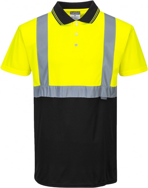 Portwest S479 two-colour warning polo shirt light yellow marine UV50+ radiation protection