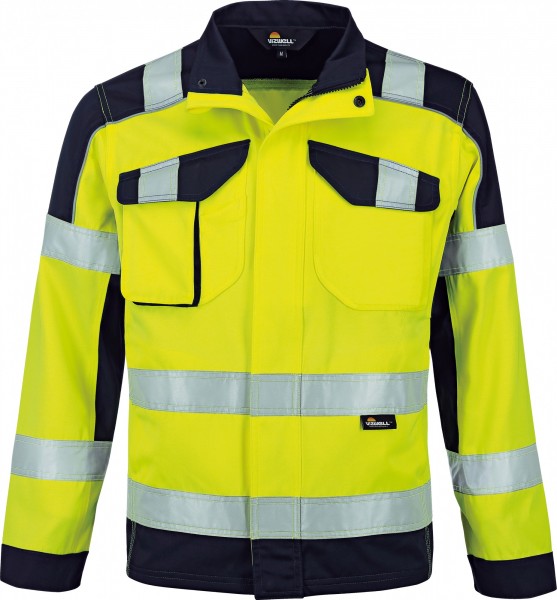 Vizwell VWT112Y warning protection contrast waist jacket bright yellow-navy