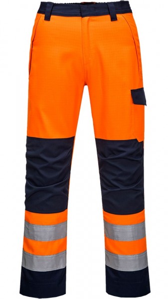 Portwest Modaflame MV36 RIS Multinorm warning waistband trousers orange navy