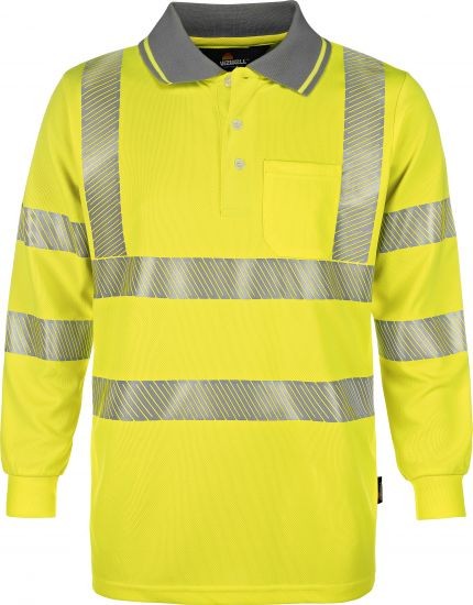 Vizwell VWPS32 UV50+ long sleeve polo shirt bright yellow