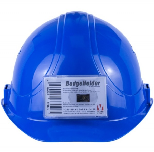 VOSS ID card holder with suction cups for fixing to the safety helmet