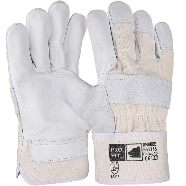 Pro-Fit 551113 Cow full/cow split leather glove, natural
