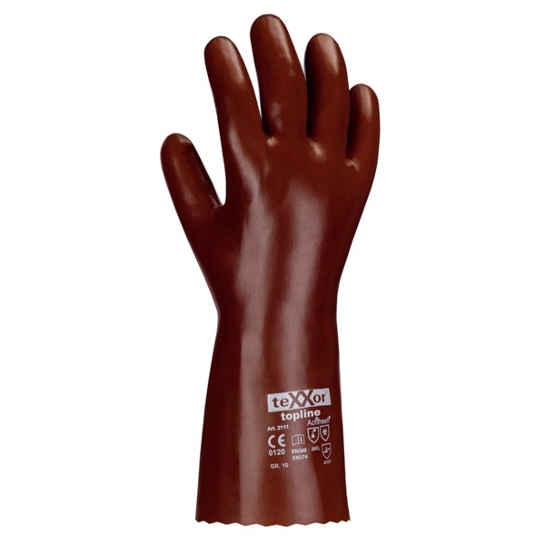 texxor topline 2112 Chemical protection gloves PVC red-brown