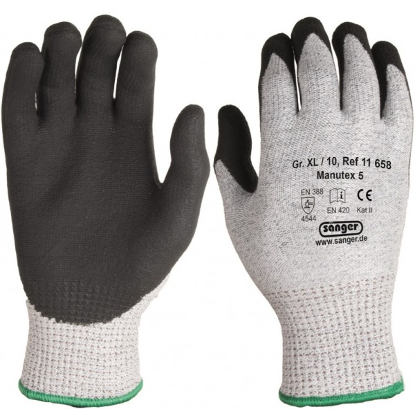 Cut protection gloves Level 5Manutex with nitrile microfoam coating