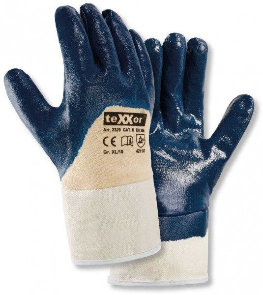 texxor 2329 nitrile universal gloves blue with cuff