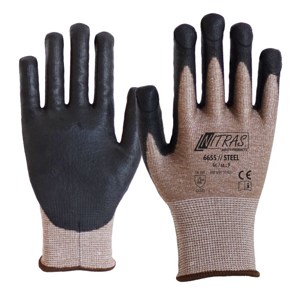 Nitras 6655 Steel PU stab protection gloves Level D