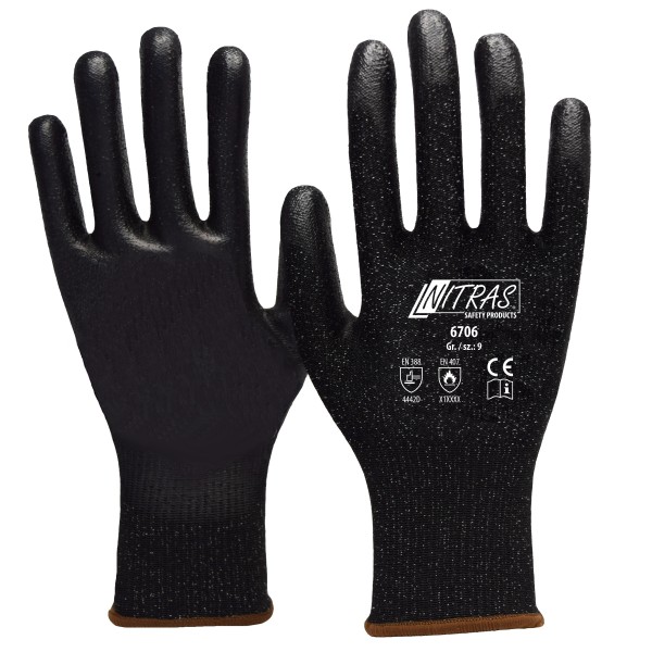 Nitras 6706 Cut resistant gloves Level 5PU black