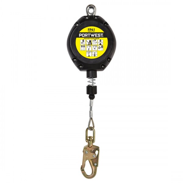 Portwest FP41 - Fall arrester with steel cable 10 m Black