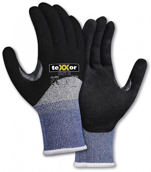 texxor 2611 cut protection knitted gloves 3/4-coated level C