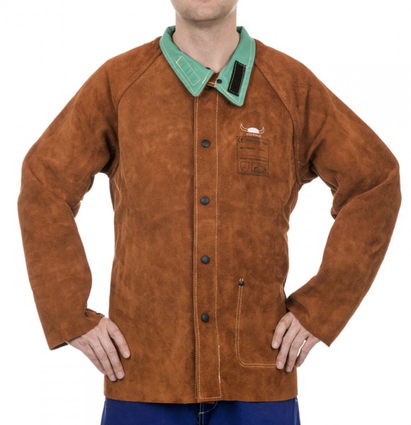 Weldas Lava Brown 44-7300 cow split leather welding protection jacket