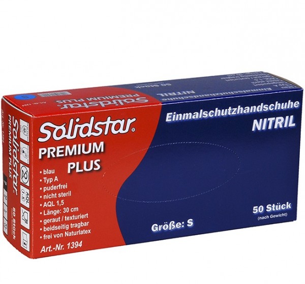 Solidstar Premium Plus 1394 Nitrile disposable gloves unpowdered