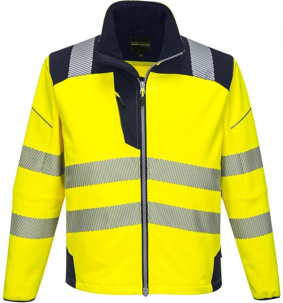 Portwest Vision T402 warning protection soft shell jacket light orange black