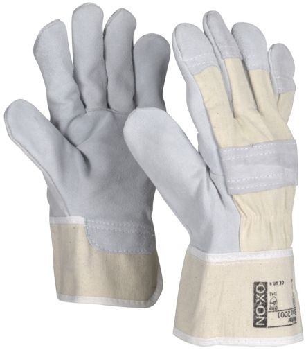OX-ON Worker Basic 2000 (Pyrite) cowhide full leather gloves natural with canvas back