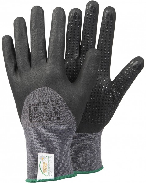 ejendals Tegera 874 nitrile protective gloves with knobs 3/4-coated