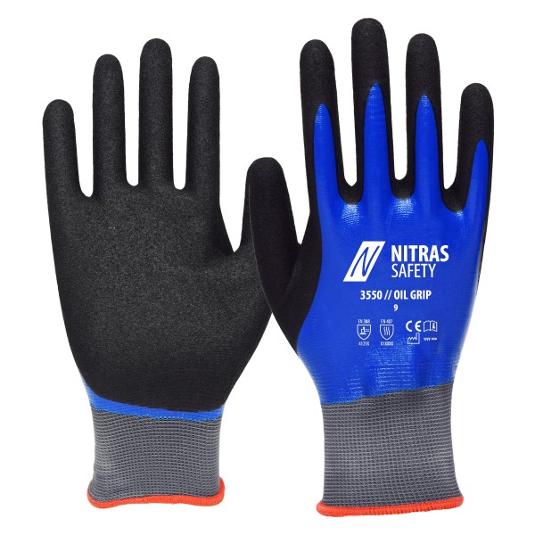 Nitras 3550 Oil Grip protective gloves with nitrile coating