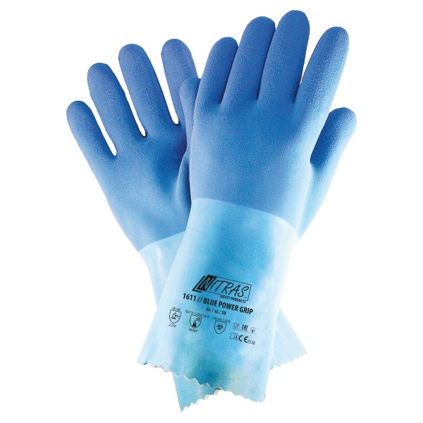 Nitras 1611 Blue Power Grip Latex Chemical Protective Gloves