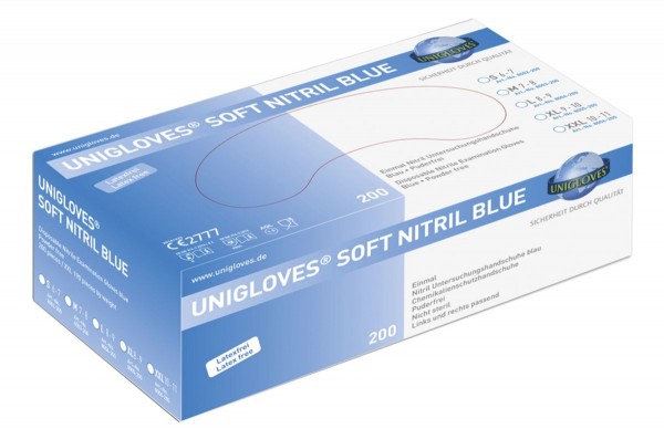 Unigloves Soft Nitrile Blue 200 disposable nitrile gloves powder free