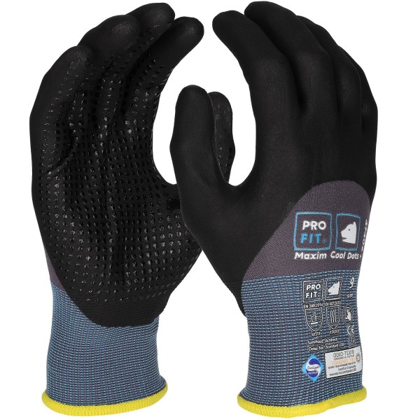 Pro-Fit 47402 Maxim Cool Dots Plus Nitrile Foam Protective Gloves with Dots