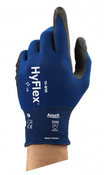 Ansell HyFlex 11-816 protective glove with nitrile coating blue-black