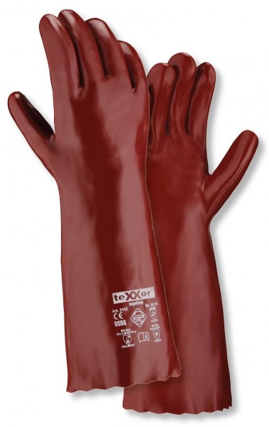 texxor topline 2110 Chemical protection gloves PVC red-brown