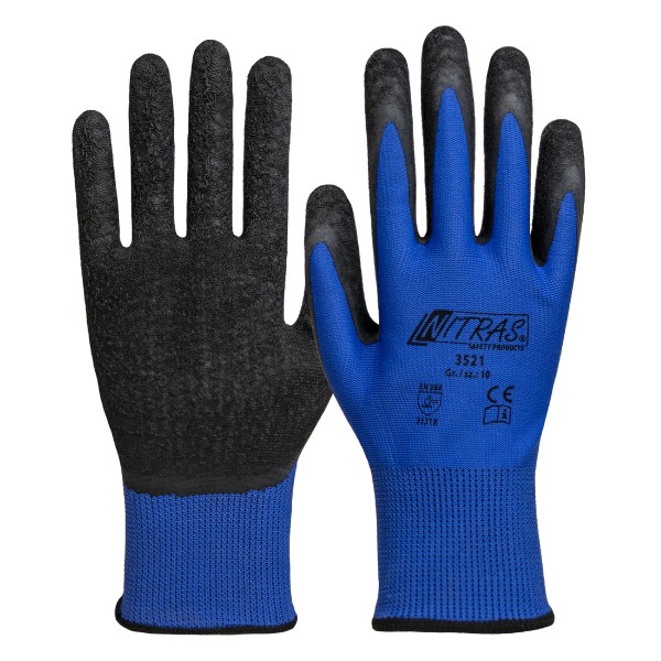 Nitras 3521 latex protective gloves partially coated