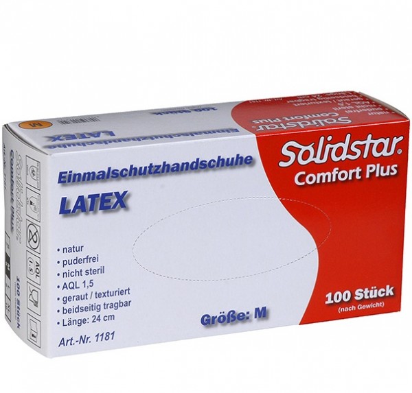 Solidstar Comfort Plus 1181 Latex disposable gloves unpowdered