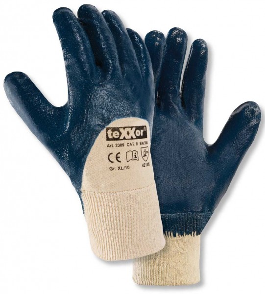 texxor 2309 nitrile universal gloves with knitted cuff