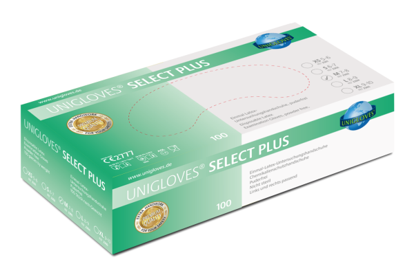 Unigloves Select Plus Latex Disposable Gloves powder free
