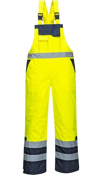 Portwest S489 contrast warning protection dungarees lined