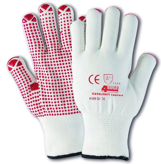 4Safe H109 Excelsoft comfort fine knitted gloves white