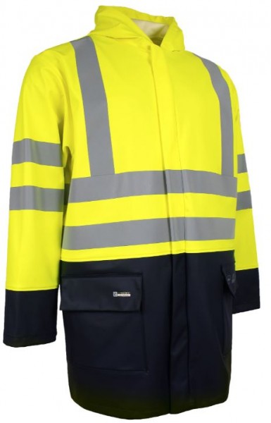 Lyngsøe FR-LR6055 flame retardant high visibility rain jacket bright yellow-navy