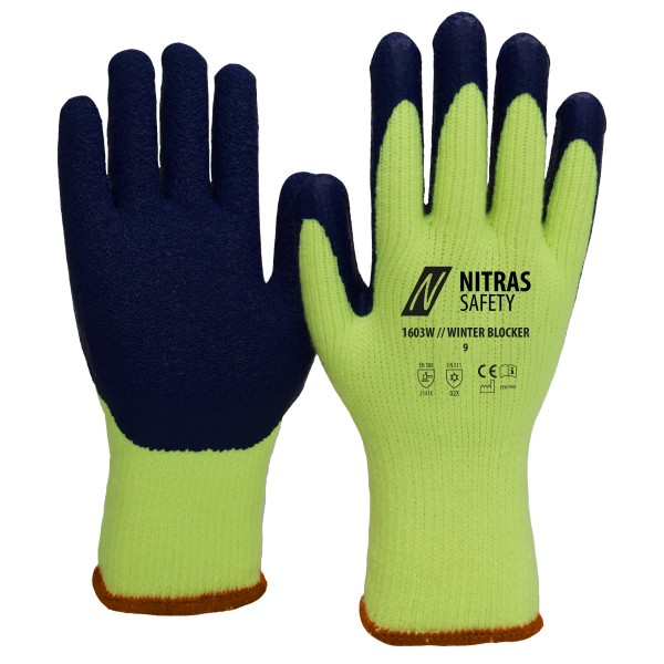 Nitras 1603W Winter Blocker Cotton Gloves with Latex Coating