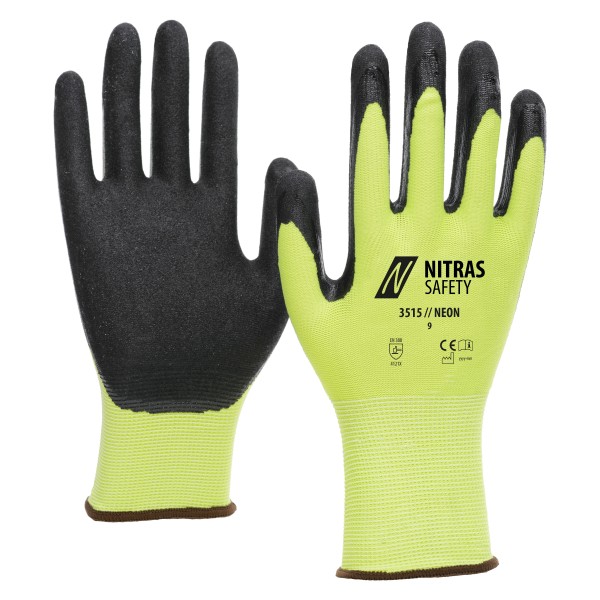 Nitras 3515 Neon gloves with nitrile coating