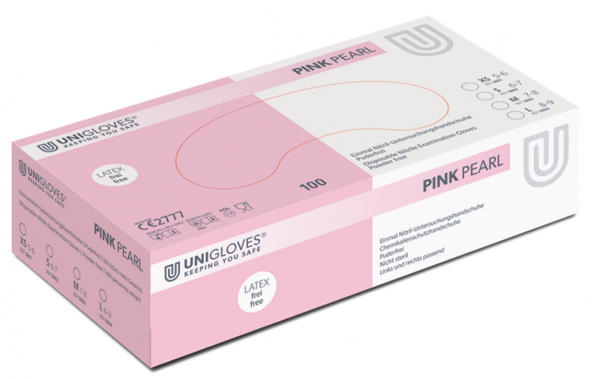 Unigloves Pink Pearl Disposable Nitrile Gloves Powder Free