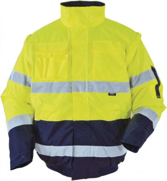 Vizwell VW60CBY High visibility pilot jacket 2 in 1 fluorescent yellow/navy