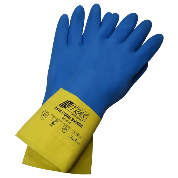 Nitras 3470 Dual Barrier Latex Neoprene Chemical Protective Gloves