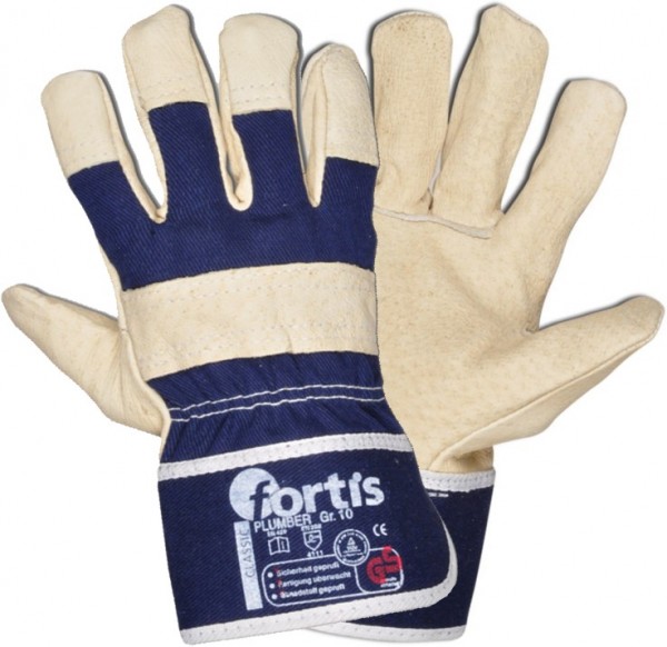Fortis Classic Plumber pigskin gloves blue-beige