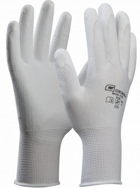 Gebol Micro Flex White Protective Gloves with PU Coating