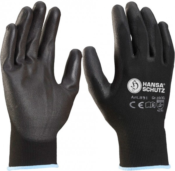 HansaTec 891 Polyester protective gloves with PU coating